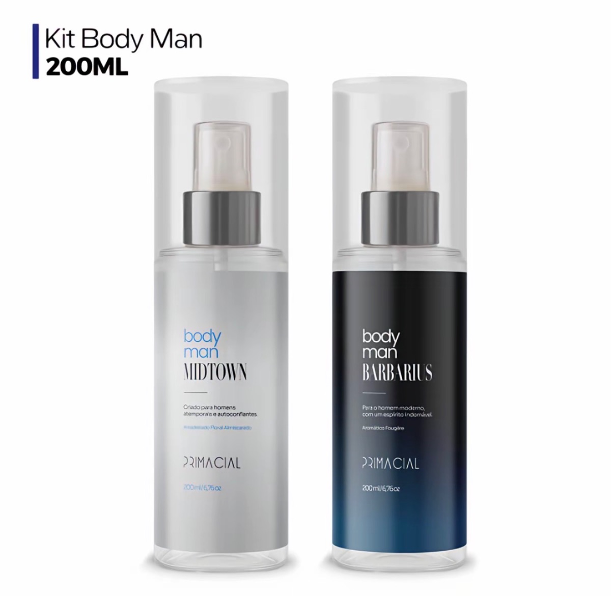 Kit 2 Body Splash Masculino Barbarius e Midtown 200ml by Primacial